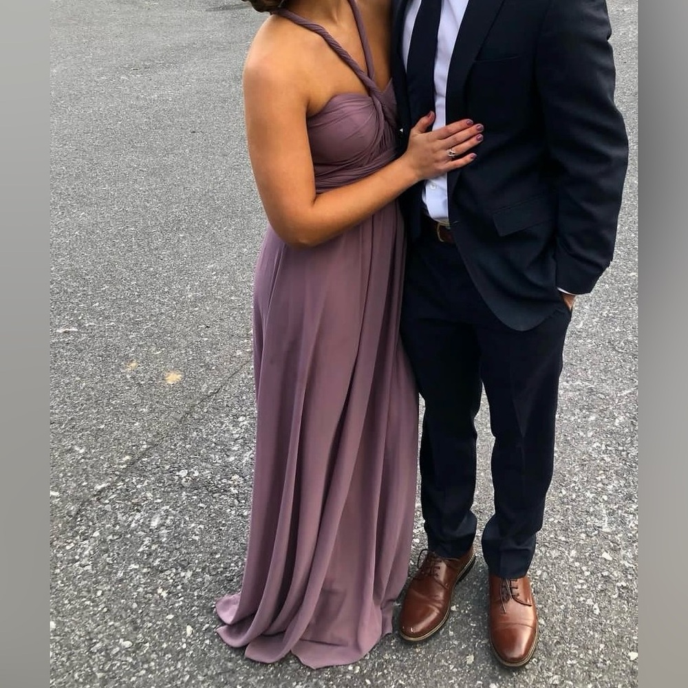 Long Purple Birdy Grey dress - wedding guest, bridesmaid dress
